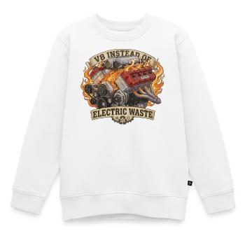 V8 instead of EV – Electric Waste - Kids Premium Organic Sweatshirt - white - Front - AI Model Kid Male (0cm)