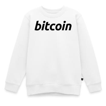 Art de mots Bitcoin : Conception de fautes de frappe FinTech - Sweat Premium enfant bio - blanc - Devant - AI Model Kid Male (0cm)