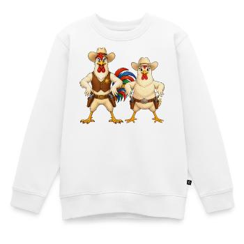 Hahn und Huhn in Wild West - Kinder Premium Organic Sweatshirt - Weiß - Vorne - AI Model Kid Male (0cm)