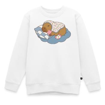 Dreamy Capybara on a  Cloud Blanket - Babywear Art - Kids Premium Organic Sweatshirt - white - Front - AI Model Kid Male (0cm)