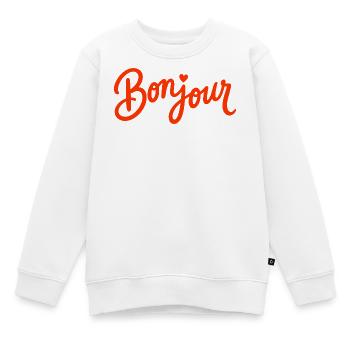 Bonjour with Love Heart in French France - Kinder Premium Organic Sweatshirt - Weiß - Vorne - AI Model Kid Male (0cm)
