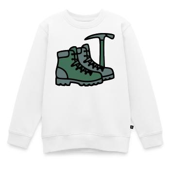 Wanderschuhe Eispickel Bergsteiger Alpen Wanderer - Kinder Premium Organic Sweatshirt - Weiß - Vorne - AI Model Kid Male (0cm)