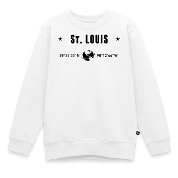 Coordonnées de St Louis, Missouri : la planète Terre - Sweat Premium enfant bio - blanc - Devant - AI Model Kid Male (0cm)