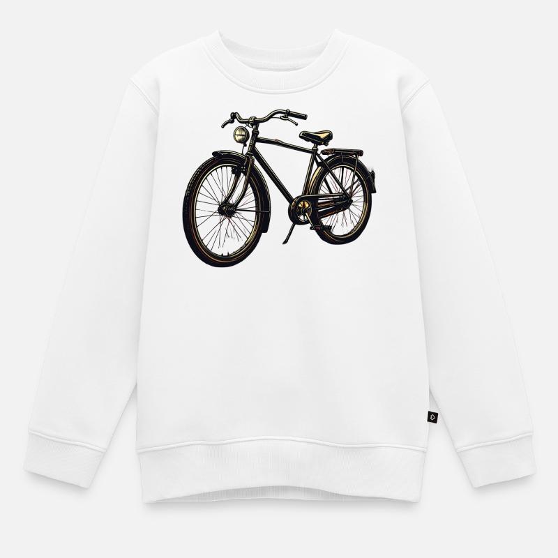 Silhouette de vélo rétro - Sweat Premium enfant bio - blanc