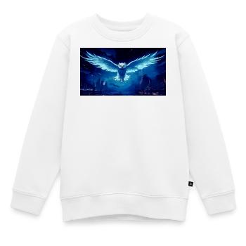Vol du Oiseau de Nuit Bleu - Sweat Premium enfant bio - blanc - Devant - AI Model Kid Male (0cm)
