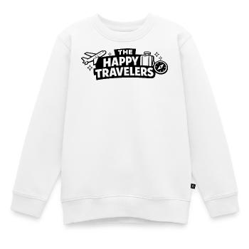 Voyageurs heureux : Avion, valise et boussole - Sweat Premium enfant bio - blanc - Devant - AI Model Kid Male (0cm)
