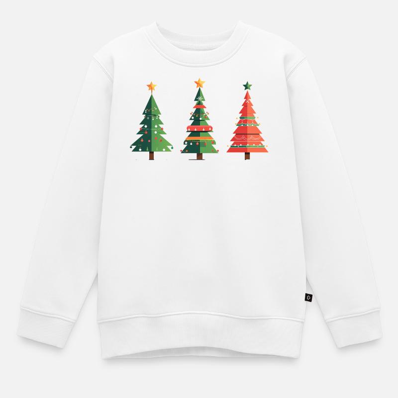 Triple Christmas Tree Pattern - Kids Premium Organic Sweatshirt - white