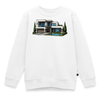 Moderne Villa mit Pool - Kinder Premium Organic Sweatshirt - Weiß - Vorne - AI Model Kid Male (0cm)