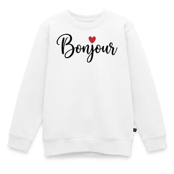 Bonjour with Love Heart in French France - Kinder Premium Organic Sweatshirt - Weiß - Vorne - AI Model Kid Male (0cm)