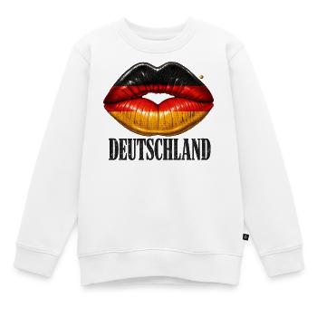 Lippen mit Deutschland-Flagge - Kinder Premium Organic Sweatshirt - Weiß - Vorne - AI Model Kid Male (0cm)