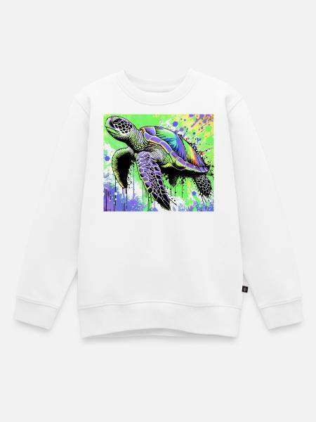 tortue - Sweat Premium enfant bio - blanc