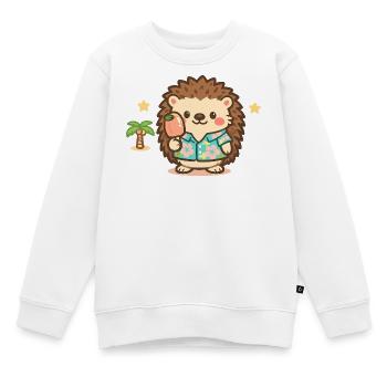 Kawaii Igel im Hawaii-Hemd - Kinder Premium Organic Sweatshirt - Weiß - Vorne - AI Model Kid Male (0cm)