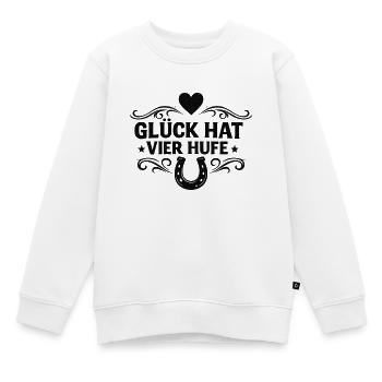 Glück hat vier Hufe - Kinder Premium Organic Sweatshirt - Weiß - Vorne - AI Model Kid Male (0cm)