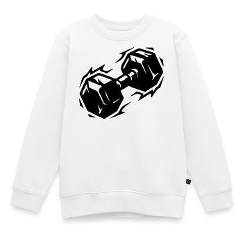Icône d’haltère - Sweat Premium enfant bio - blanc - Devant - AI Model Kid Male (0cm)