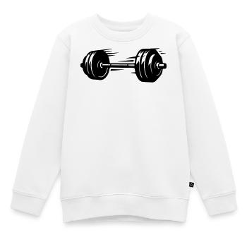 Langhantel Symbol Hanteln - Kinder Premium Organic Sweatshirt - Weiß - Vorne - AI Model Kid Male (0cm)