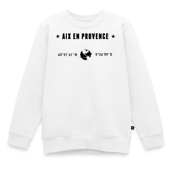 Aix En Provence Coordonnées Globe - Sweat Premium enfant bio - blanc - Devant - AI Model Kid Male (0cm)