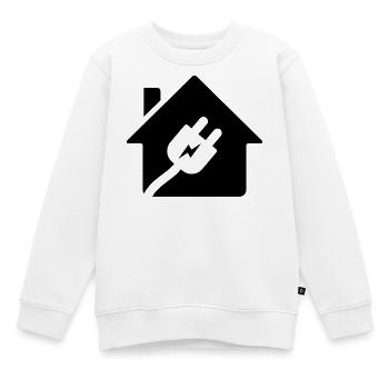 Logo de la prise de maison de l’électricien - Sweat Premium enfant bio - blanc - Devant - AI Model Kid Male (0cm)