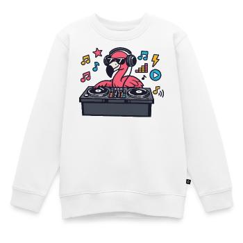 Flamingo DJ in turntable style - Kids Premium Organic Sweatshirt - white - Front - AI Model Kid Male (0cm)