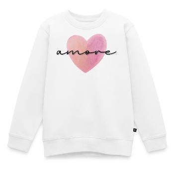 AMORE - Kinder Premium Organic Sweatshirt - Weiß - Vorne - AI Model Kid Male (0cm)