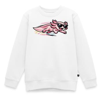 Pink Axolotl with Sunglasses - Kids Premium Organic Sweatshirt - white - Front - AI Model Kid Male (0cm)