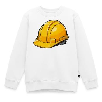 Casque de construction jaune style dessin animé - Sweat Premium enfant bio - blanc - Devant - AI Model Kid Male (0cm)
