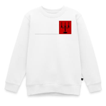 Silhouette de candélabre gothique – Minimum rouge et blanc - Sweat Premium enfant bio - blanc - Devant - AI Model Kid Male (0cm)