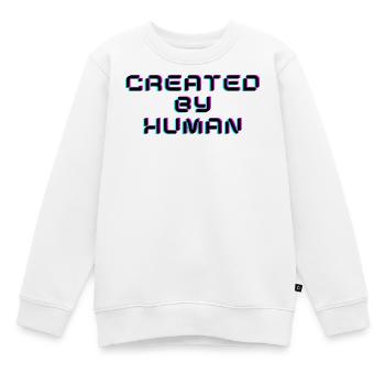 Créé par un humain Rétro Glitch Saying - Sweat Premium enfant bio - blanc - Devant - AI Model Kid Male (0cm)