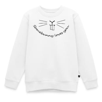 Quelqu’un t’aime – Art minimaliste mignon du lapin - Sweat Premium enfant bio - blanc - Devant - AI Model Kid Male (0cm)