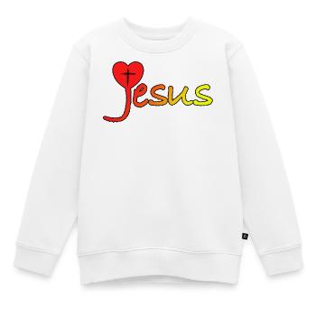 Gradient de Cœur Jésus - Sweat Premium enfant bio - blanc - Devant - AI Model Kid Male (0cm)