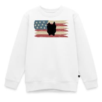 Bouledogue en silhouette sur drapeau américain - Sweat Premium enfant bio - blanc - Devant - AI Model Kid Male (0cm)