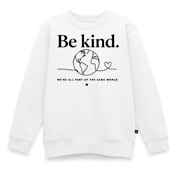 Be Kind Globe Design - Nous sommes tous un seul monde - Sweat Premium enfant bio - blanc - Devant - AI Model Kid Male (0cm)