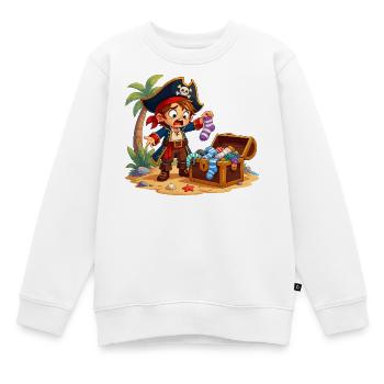 Piratenjunge und Sockenschatz - Kinder Premium Organic Sweatshirt - Weiß - Vorne - AI Model Kid Male (0cm)