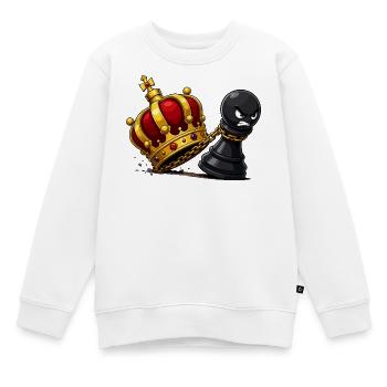 Kronenkollision König vs Bauernpion - Kinder Premium Organic Sweatshirt - Weiß - Vorne - AI Model Kid Male (0cm)