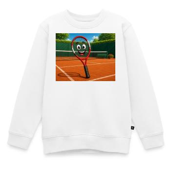 Raquette de tennis joyeuse - Sweat Premium enfant bio - blanc - Devant - AI Model Kid Male (0cm)