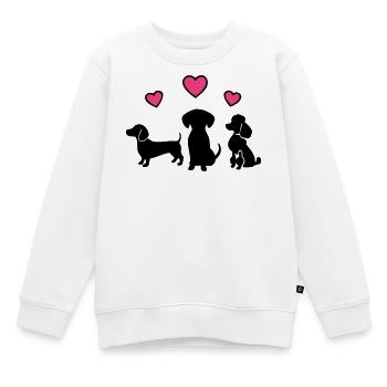 Drei Hunde Dackel Herzen Hundemama Gassi - Kinder Premium Organic Sweatshirt - Weiß - Vorne - AI Model Kid Male (0cm)