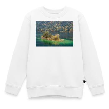 Island in the Eibsee - Garmisch-Partenkirchen - Kids Premium Organic Sweatshirt - white - Front - AI Model Kid Male (0cm)