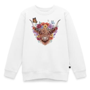 Flower Crown Cow Portrait - Kids Premium Organic Sweatshirt - white - Front - AI Model Kid Male (0cm)