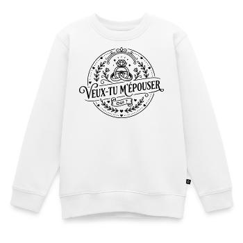 veux-tu m'épouser  - Sweat Premium enfant bio - blanc - Devant - AI Model Kid Male (0cm)