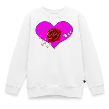 Motif de perles rose rose cœur fluo - Sweat Premium enfant bio - blanc - Devant - AI Model Kid Male (0cm)
