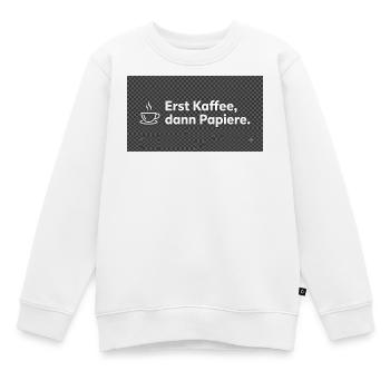 Lustiges Kaffee Büro T-Shirt - Erst Kaffee - Kinder Premium Organic Sweatshirt - Weiß - Vorne - AI Model Kid Male (0cm)