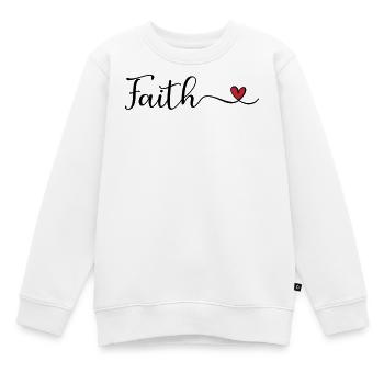 Typographie de la foi avec un cœur - Sweat Premium enfant bio - blanc - Devant - AI Model Kid Male (0cm)