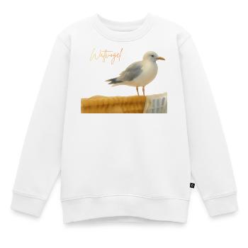 Mouette échassière de la mer du Nord sur une chaise longue de plage en mer Baltique - Sweat Premium enfant bio - blanc - Devant - AI Model Kid Male (0cm)