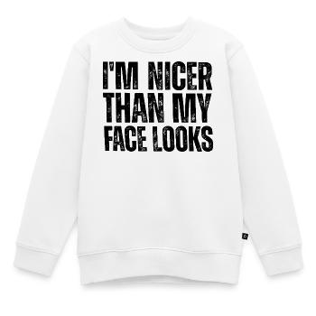 I'm nicer than my face looks sarcasm - Kids Premium Organic Sweatshirt - white - Front - AI Model Kid Male (0cm)