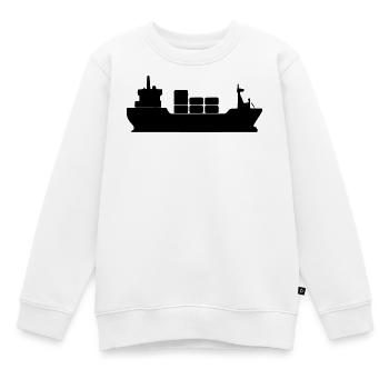 Schifffrachter Silhouette - Kinder Premium Organic Sweatshirt - Weiß - Vorne - AI Model Kid Male (0cm)