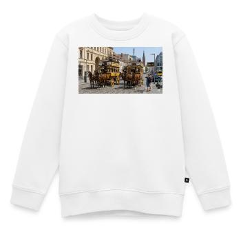 Historische Pferdeomnibusse in Berlin Spandau - Kinder Premium Organic Sweatshirt - Weiß - Vorne - AI Model Kid Male (0cm)