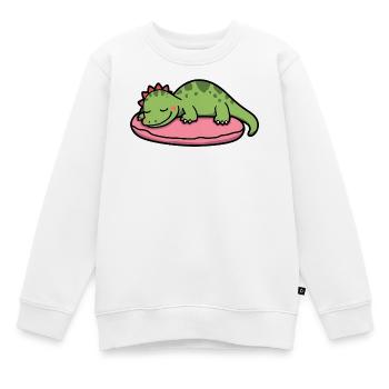 Pummeliger schlafender Dinosaurier-Kuschel-Schlaf-Ästhetik - Kinder Premium Organic Sweatshirt - Weiß - Vorne - AI Model Kid Male (0cm)