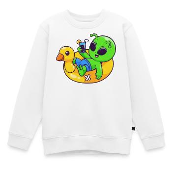 Alien Chill sur Pool Float - Sweat Premium enfant bio - blanc - Devant - AI Model Kid Male (0cm)