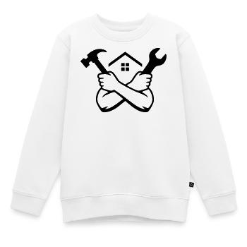 Emblème de l’outil de maison de bricoleur - Sweat Premium enfant bio - blanc - Devant - AI Model Kid Male (0cm)