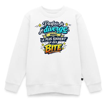Parfois je diverge, mais le plus souvent... - Sweat Premium enfant bio - blanc - Devant - AI Model Kid Male (0cm)