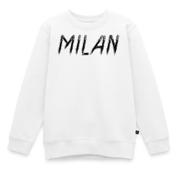 Mailand, Italien – Schwarze Grunge-Pinsel-Typografie - Kinder Premium Organic Sweatshirt - Weiß - Vorne - AI Model Kid Male (0cm)